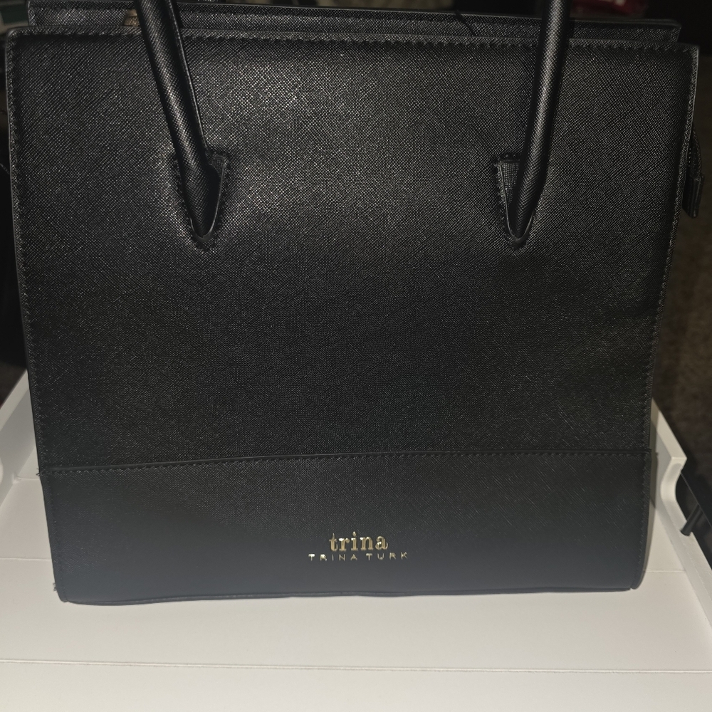 Trina Black Structured Tote Bag